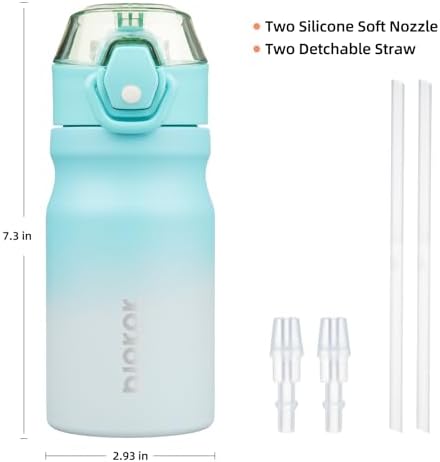 BJPKPK 14 oz Insulated Water Bottle, Straw, Handle, Stainless Steel Flask - Image 4
