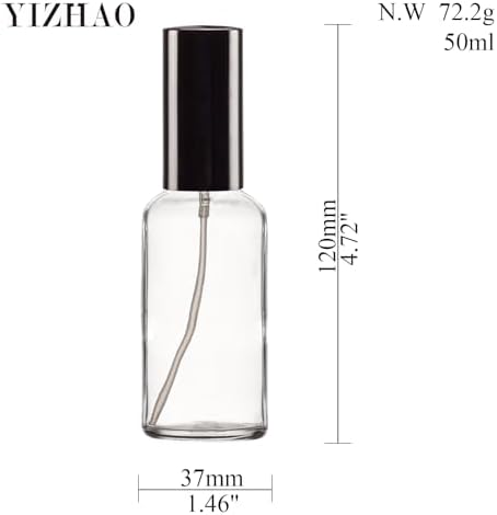 YIZHAO Clear Glass Spray Bottles 2oz, with Small Fine Mist Spray, Metal Cap, Refillable for Essential Oil,Travel,Cleaning,Perfume,Aromatherapy,Makeup – 6 Pcs - Image 2