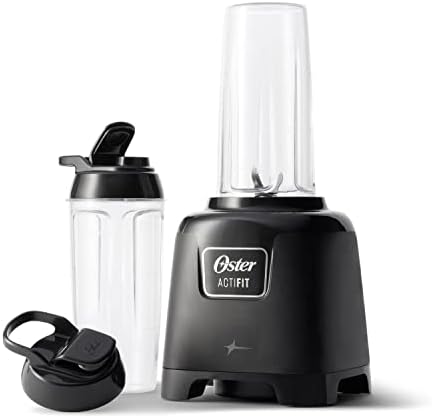Oster Personal Blender for Shakes, Smoothies, and Single Serve Portable Cups with 2 20-ounce On-the-Go Spill Proof Cups and Lids, BPA-Free & Dishwasher-Safe, Black by Oster