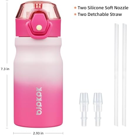 BJPKPK 14 oz Insulated Water Bottle, Straw, Handle, Stainless Steel Flask - Image 4