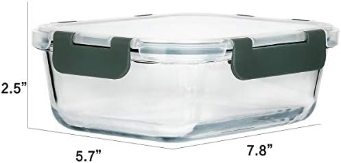 8 Pack,30 oz Glass Food Storage Containers with Lids, Gray