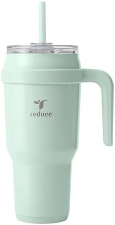 Cold1 40 oz Tumbler with Handle - Vacuum Insulated Stainless Steel Water Bottle for Home, Office or Car, Reusable Mug with Straw or Leakproof Flip Lid, Keeps Drinks Cold All Day-Gloss Sea Glass
