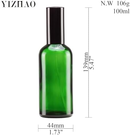YIZHAO Green Glass Spray Bottles 4oz, with Small Fine Mist Spray, Metal Cap, Refillable for Essential Oil,Travel,Cleaning,Perfume,Aromatherapy,Makeup – 4 Pcs - Image 2