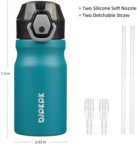 BJPKPK 14 oz Insulated Water Bottle, Straw, Handle, Stainless Steel Flask - Image 4