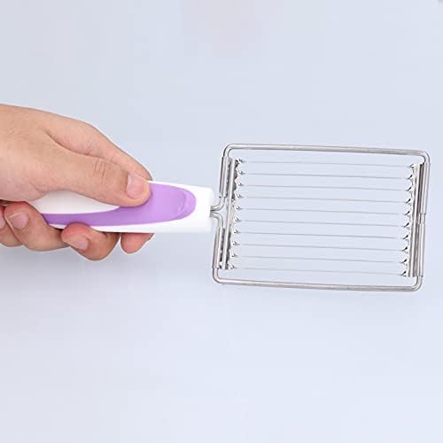 Luncheon Meat Cutter,Stainless Tomato Slicer Fruits Cutter Luncheon Meat Slicer with Handle Cheese Boiled Egg Ham Tomato Serrated Slicing Knife (Purple 2pcs) - Image 3