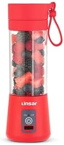 Portable Blender (Red) for Shakes and Smoothies with Durable Stainless Steel Blades for Powerful Blending Performance, USB Rechargeable for Office, Gym, Kitchen and travel by Linsar