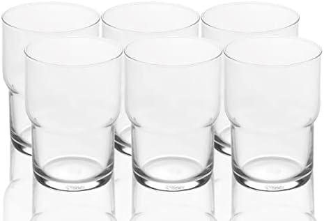 Stackable Iced Coffee Glasses, 15oz Drinking Glasses, Set of 6