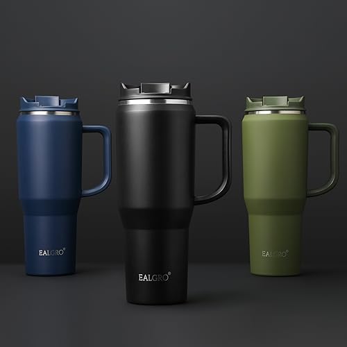 40 oz Insulated Stainless Steel Water Bottle Jug with Straw