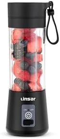 Portable Blender (Black) for Shakes and Smoothies with Durable Stainless Steel Blades for Powerful Blending Performance, USB Rechargeable for Office, Gym, Kitchen and travel by Linsar