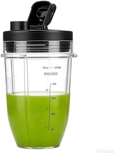 Replacement 18oz Jar Cup with Spout Lid for Nutri Ninja Blender Auto iQ 900w 1000w Series BL640/641/BL642/BL642W/BL642Z (2 Pack, 18oz) - Image 3