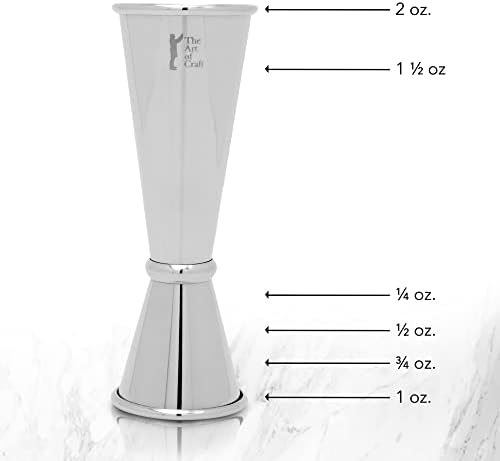 Professional Bartending Set for Shaken and Stirred Drinks: Boston Cocktail Shaker, Hawthorne Strainer, Japanese Jigger, Bar Spoon and Crystal Mixing Glass
