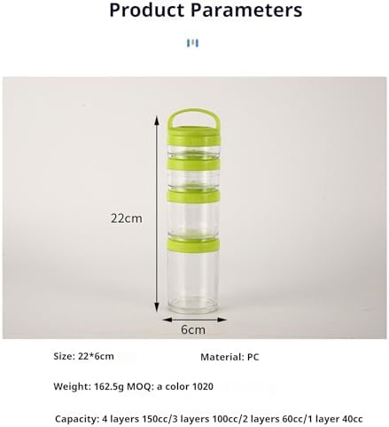 2PCS Stackable Snack Container and Protein Powder Shaker Cup, Portable Keychain with Twist Lock System, Leak-proof for School, Travel, Workout Fitness (Black, Green) Small size - Image 2