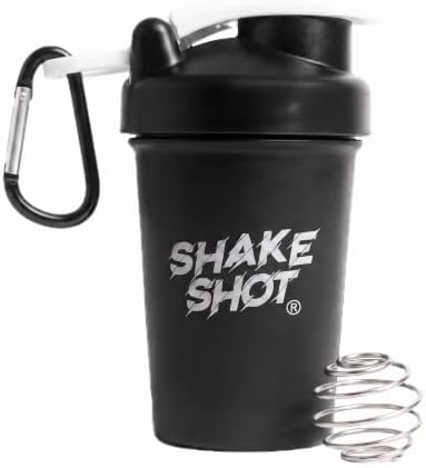 Black 4oz Mini Shaker Bottle for Creatine, Pre Workout, Matcha by ShakeShot