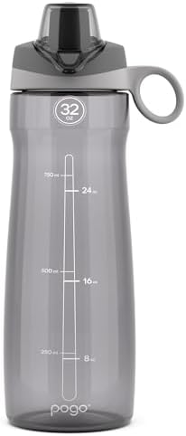 Pogo BPA-Free Tritan Plastic Water Bottle with Chug Lid, 32 Oz, Grey by Pogo