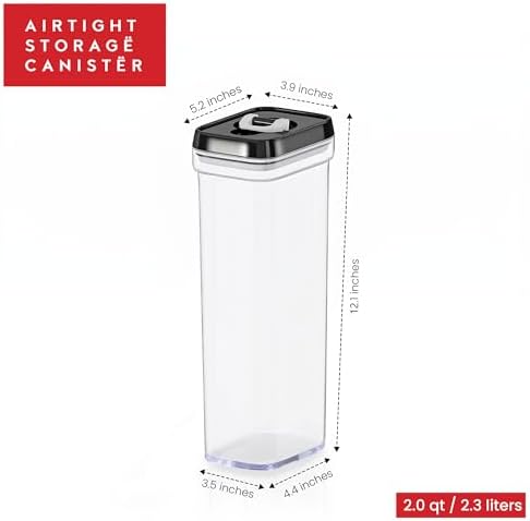Pasta Storage Containers for Pantry Airtight - 2 Pc Spaghetti Container Storage - Ideal for Spaghetti & Noodles, Kitchen Pantry Organization and Storage - Keeps Food Fresh & Dry