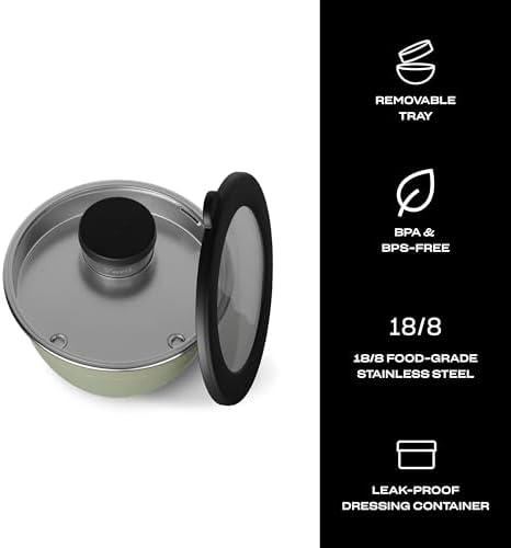 Stainless Steel Salad Bowl Kit 64 oz Mountain Sage