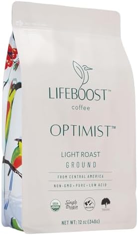 Light Roast Low Acid Ground Coffee, Certified Organic, 12oz