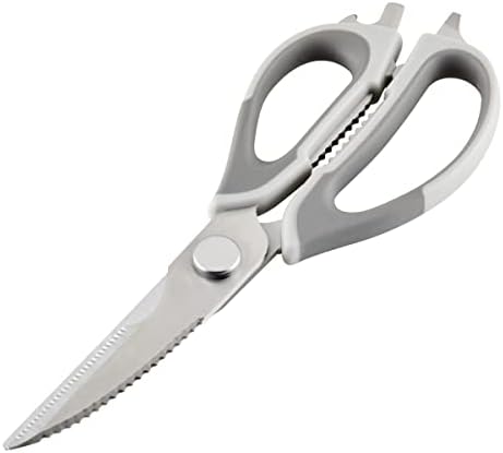 Professional Multi Shear Kitchen Scissors with Herb Stripper and Sheath, 2 Piece, Gray