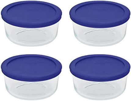7201 (4-Cup) Glass Bowls & Cadet Blue Lids (4-Pack) - Made in USA