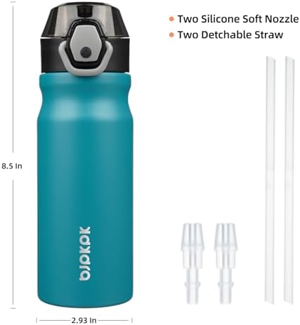 BJPKPK 18 oz Water Bottle with Straw & Handle, Insulated Stainless Flask - Image 4