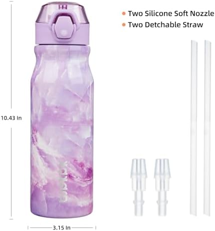 BJPKPK 25 oz Insulated Water Bottle, Straw, Handle, Stainless Steel Flask - Image 4