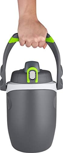 64 oz Hydration Bottle with Flip‑Up Spout, Foam Insulation, Carry Handle & Locking Lid, Half‑Gallon Water Jug for Sports, Workouts & Outdoor Use, Charcoal