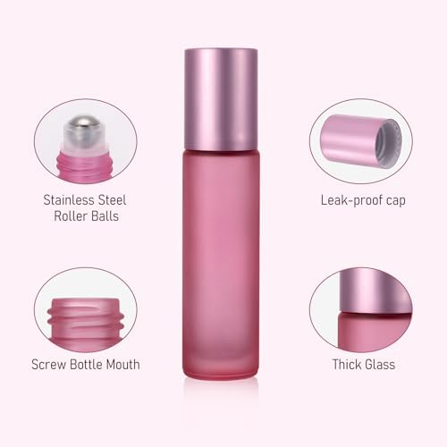 Kesell 10 Pack - 10ml Refillable Frosted Glass Roller Bottles - Image 4