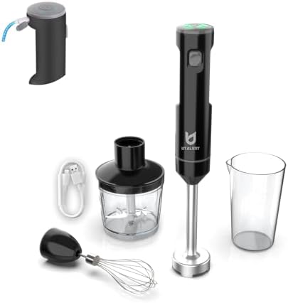 Cordless Hand Blender with Chopper for Smoothies, Baby Food & Soups