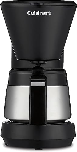 5-Cup Coffee Maker with Stainless Steel Carafe, Coffee Machine with Removable Water Reservoir, Charcoal Water Filter, 30-Minute Keep Warm, and Brew Pause, DCC-5570NAS, Stainless Steel