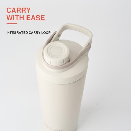 Insulated Protein Shaker Bottle 24oz, Dishwasher Safe, Warm Gray - Image 5