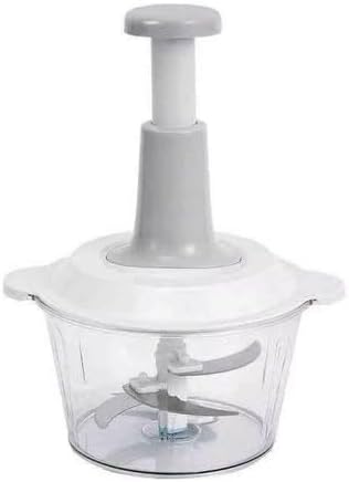 Manual Food Chopper with 1.5L Container, Push-Down Vegetable and Meat Cutter, Stainless Steel Blades. by Unknown