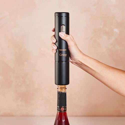 X Cheer Moda Electric Sparkling Wine Opener – Automatic Champagne Bottle Opener with Cork Release & Stopper – Stainless Steel Electric Wine Tool – Battery Powered – U.S. Exclusive