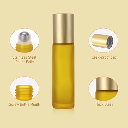 Kesell 10ml Glass Roller Bottles for Essential Oils, 10-Pack - Image 3