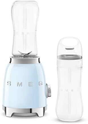 SMEG 50's Retro Style Personal Blender with Backlit Knob and Two 600 ML BPA Free bottles PBF01PBUS Pastel Blue by Unknown