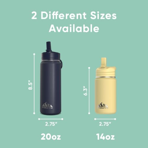 Mini 20oz Water Bottle with Straw Lid, Stainless Steel Double Wall Insulated | Leak-Proof and Spill-Proof Bottle for School, Kids, Cold 24 Hours (Alpine)