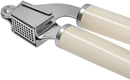 KitchenAid Garlic Press Crusher, Strong Stainless Kitchen Utensil, Removable Basket, Almond Cream