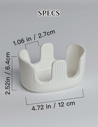Ceramic Sponge Holder, 2-Slot Dish Sponge Holder for Kitchen Sink, Keeps Sponges Dry & Countertop Clean, Rust-Free & Dishwasher Safe, Stylis Design, Dishwasher Safe, White
