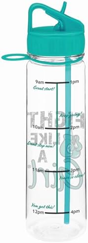 Knockout SlimKim Water Sports Bottle 30 oz for Ovarian Cancer, PCOS, PKD Awareness with Motivational Time Marker - Teal