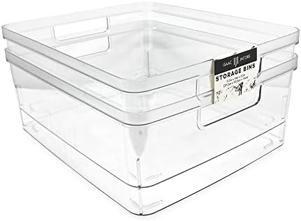2-Pack Large Clear Storage Bins (11.5” L x 14” W x 5.5” H)