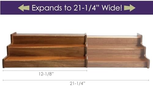 Acacia Wood 3 Tiered Spice Rack, 3 Tier Spice Organizer for Cabinet or Kitchen