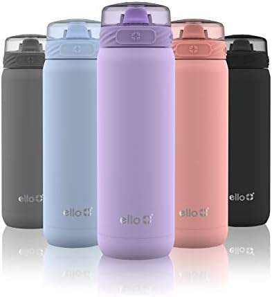 Cooper 22oz Stainless Steel Water Bottle with Straw and Carry Handle, Double Walled and Vacuum Insulated Metal, Leak Proof Locking Lid with Soft Silicone Spout, Reusable, BPA Free, Lilac
