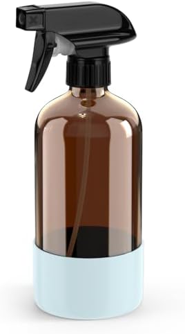 Bontip Amber Glass Spray Bottle, 16 oz with Blue Silicone Sleeve, 1 Pack by BONTIP