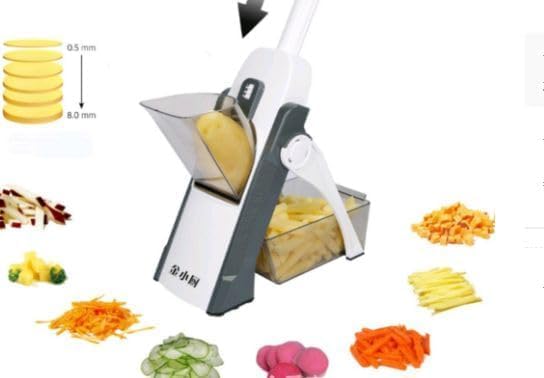 Safe Mandoline Slicer 5 in 1 Vegetable Chopper Food Potato Cutter, Strips Julienne Dicer Adjustable Thickness 0.1-8 mm Kitchen Chopping Artifact Fast Meal Prep (Gray) - Image 3
