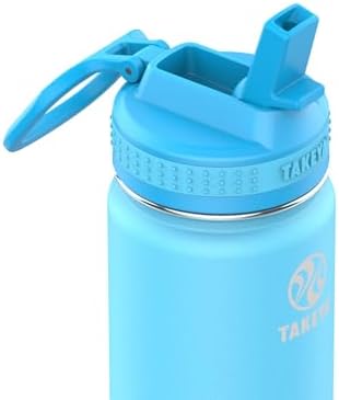Actives Kids Water Bottle 16 oz Stainless Steel Double Wall Insulation BPA-Free Leakproof Straw Lid Easy Carry Handle Reusable Ideal for Boys and Girls, School, Sports - Sail Blue / Atlantic
