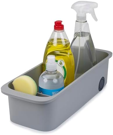 Joseph Joseph CupboardStore Easy-Access Wheeled Storage Caddy, Under Sink Kitchen Cabinet Organizer- Grey