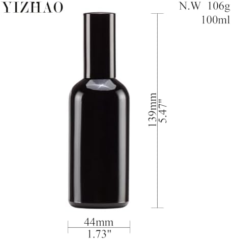 YIZHAO Black Glass Spray Bottles 4oz, with Small Fine Mist Spray, Metal Cap, Refillable for Essential Oil,Travel,Cleaning,Perfume,Aromatherapy,Makeup – 4 Pcs - Image 2