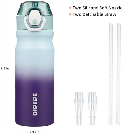 BJPKPK 18 oz Water Bottle with Straw & Handle, Insulated Stainless Flask - Image 4