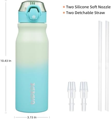 BJPKPK 25 oz Insulated Water Bottle, Straw, Handle, Stainless Steel Flask - Image 4
