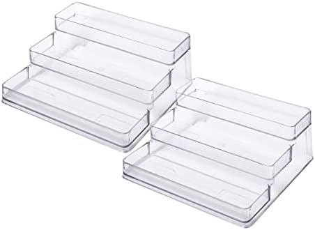 3-Tier Spice Rack Organizer - Versatile Storage Shelf for Kitchen, Bathroom, Bedroom & Office, Set of 2, Clear
