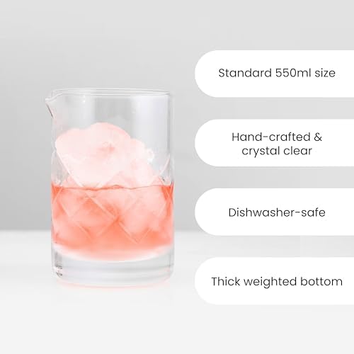 Cocktail Mixing Glass, Diamond Cut Stirring Pitcher, 18 Oz